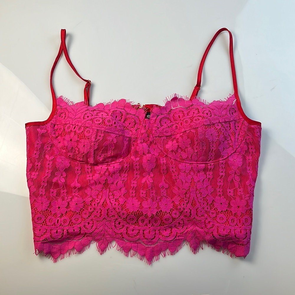 Bebe Lace Corset Satin Crop Top S60-35